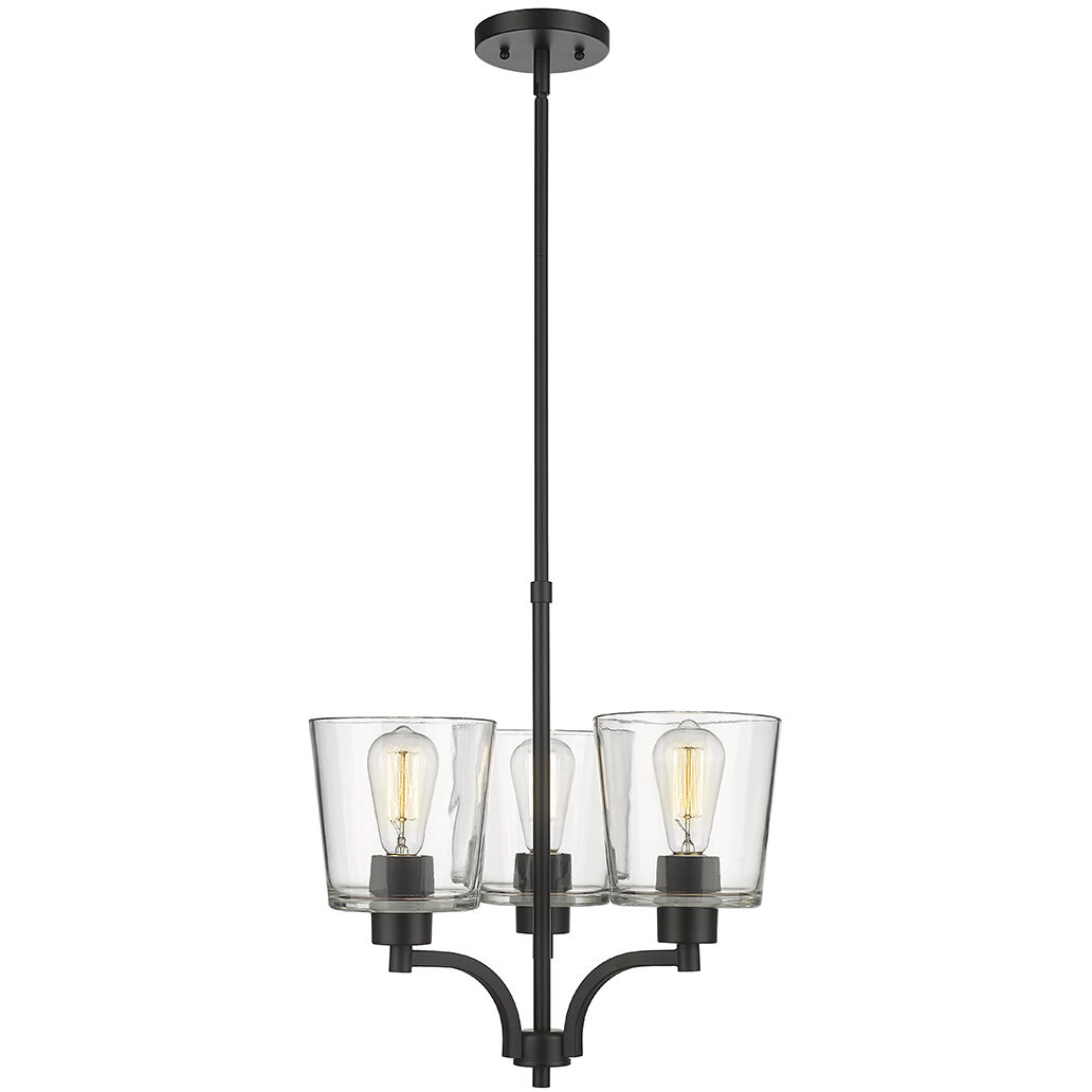 Evalon 3 Light 18 inch Matte Black Chandelier Ceiling Light